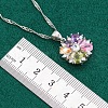 Flower Brass Pave Cubic Zirconia Pendant Necklaces & Earring & Ring & Link Bracelets Sets for Women FS-WG38B31-01-3