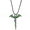 Alloy Enamel Dragon Wrapped Sword Pendant Necklaces NJEW-V005-02P-01-2