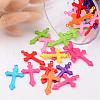 Mixed Color Cross Acrylic Pendants For Jewelry Making Embellishments DIY Craft X-SACR-515-M-3