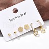 304 Stainless Steel Rhinestone Flower & Round Earring Sets EJEW-Z098-12G-3