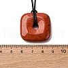 Natural Red Jasper Square Pendants Black PU Leather Cord Necklaces NJEW-K285-01C-5