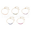 Faceted Round Natural Mixed Stone Slider Bracelets BJEW-JB10233-1