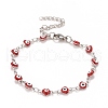 Enamel Heart with Evil Eye Link Chains Bracelet BJEW-P271-06P-03-1