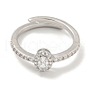 Mother's Day Rings Oval Rack Plating Brass Micro Pave Cubic Zirconia Adjustable Rings for Women RJEW-F162-03P-01-2