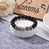 Natural Lava Rock Round Beads Essential Oil Anxiety Aromatherapy Stretch Bracelet for Girl Women Gift BJEW-JB07055-2