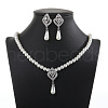 Alloy Rhinestone & Plastic Pearl Pendant Necklaces & Stud Dangle Earrings Sets FS-WGE3E8B-01-1