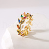 Brass Micro Pave Colorful Cubic Zirconia Adjustable Cuff Rings for Women FS-WG1389A-01-1