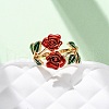 Zinc Alloy Enamel Open Cuff Rings for Women RJEW-U058-01G-2