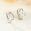 Anti-Tarnish Rhodium Plated Hollow Heart 925 Sterling Silver Hoop Earrings for Heart QB6445-2-2