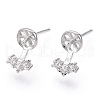 925 Sterling Silver Stud Earring Findings Micro Pave Cubic Zirconia STER-T007-21P-3