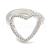 Heart Rack Plating Brass Micro Pave Cubic Zirconia Heart Adjustable Rings for Women RJEW-F162-12P-2
