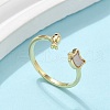Brass Enamel Cuff Rings for Women RJEW-C126-07G-1