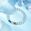 1Pcs Crystal Glass Round Beads Stretch Bracelets & 1Pcs Round Glass with ABS Plastic Imitation Pearl Beaded Strech Bracelets for Women BJEW-JB11733-4