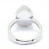 Electroplate Natural Druzy Quartz Crystal Finger Rings RJEW-I055-10P-RS-3
