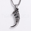 Retro Punk Hip-hop Street Fashion Men's Wolf Tooth Stainless Steel Pendant Necklaces MB9214-5