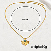 Stainless Steel Pave Synthetic Turquoise Fan Pendant Necklaces Women's Date Night Gift KL8796-4