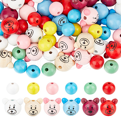  120pcs 12 Styles Natural Wooden European Beads WOOD-NB0002-78-1