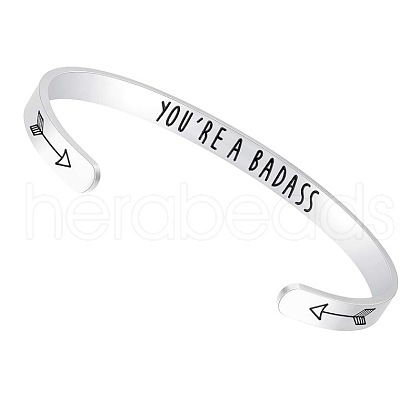 Inspirational 304 Stainless Steel Cuff Bangles FS-WG30F15-01-1