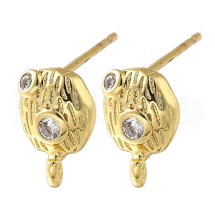 Brass Micro Pave Cubic Zirconia Stud Earring Findings KK-Z102-13G-1