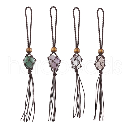Nuggets Raw Natural Gemstone Pouch Pendant Decorations HJEW-JM01931-02-1