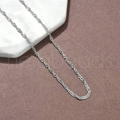 304 Stainless Steel Singapore Chain Necklaces NJEW-Z084-02P-01-1