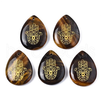 Natural Tiger Eye Pendants G-T122-73C-1