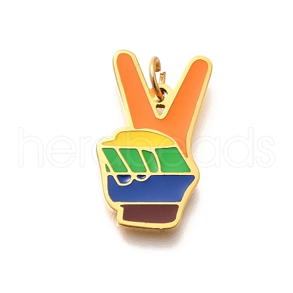 Pride 304 Stainless Steel Enamel Pendants STAS-B079-01G-11-1