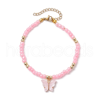 Butterfly Alloy Acrylic Charm Bracelets BJEW-JB10487-02-1