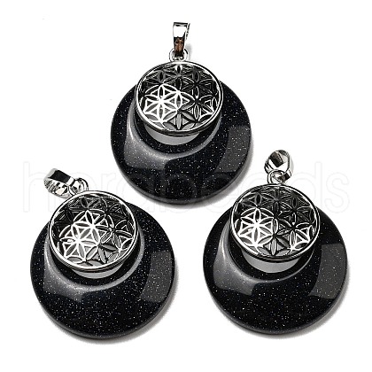 Synthetic Blue Goldstone Pendants KK-F751-M-A15-1