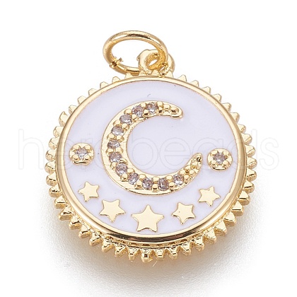 Brass Micro Pave Cubic Zirconia Pendants KK-O113-04G-D-1