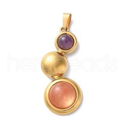 Natural Amethyst and Cherry Quartz Glass Pendants STAS-C120-12G-03-1