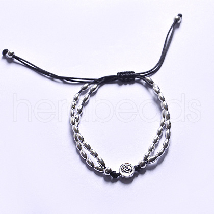 Om Resin Beaded Waxed Cord Braided Adjustable Anklets for Women FS-WGAFAB4-01-1