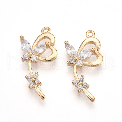 Brass Micro Pave Cubic Zirconia Pendants ZIRC-T016-14-1