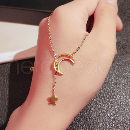 Alloy Moon Star Lariat Necklaces for Women WGE6163-07-1