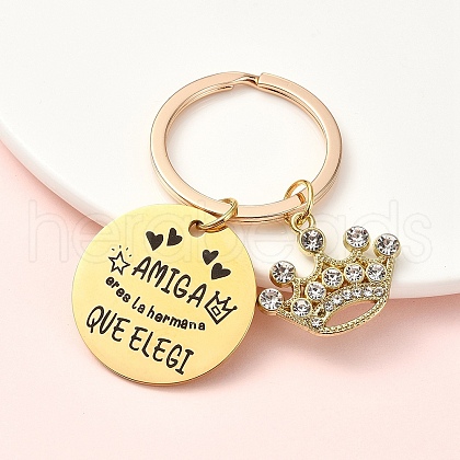 Alloy Rhinestone & 304 Stainless Steel Keychain KEYC-YW00094-06-1