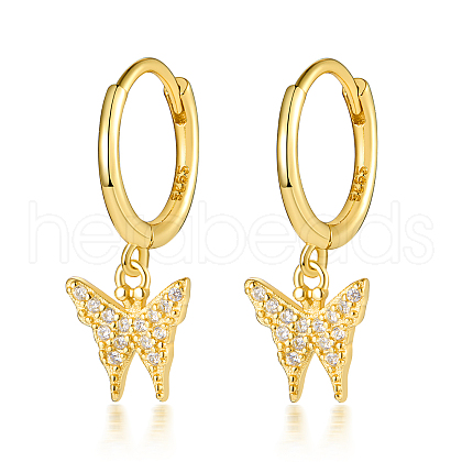 925 Sterling Silver Butterfly Hoop Earrings CU8243-1-1