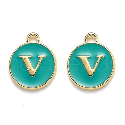 Golden Plated Alloy Enamel Charms X-ENAM-Q437-15V-1