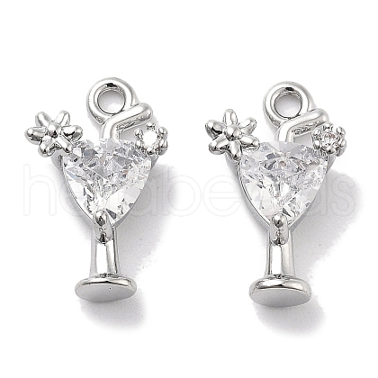 Brass Micro Pave Clear Cubic Zirconia Charms KK-M102-28P-1