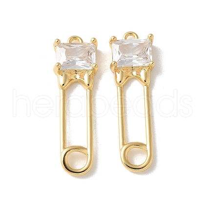 Brass Micro Pave Clear Cubic Zirconia Pendants KK-Q031-33G-1