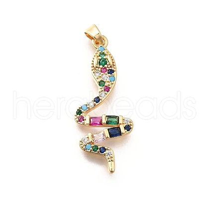 Brass Micro Pave Cubic Zirconia Pendants KK-M318-33G-1