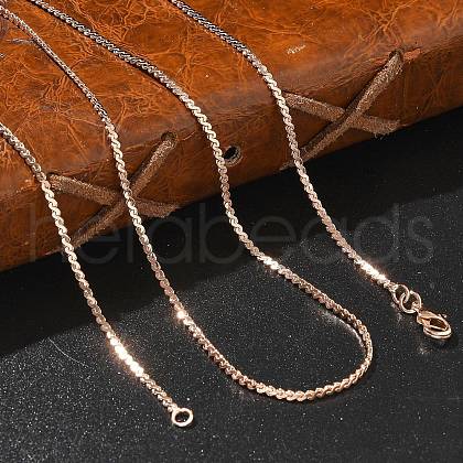 1.5mm Rack Plating Brass Serpentine Chain Necklaces for Women Men MAK-L044-12RG-1