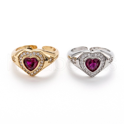 Brass Micro Pave Cubic Zirconia Cuff Rings RJEW-I077-04-1