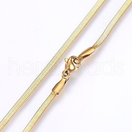 304 Stainless Steel Herringbone Chain Necklaces MAK-L015-13G-1