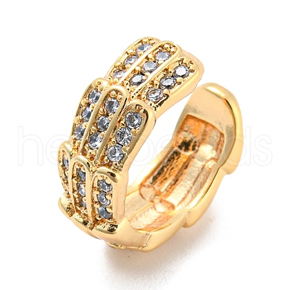 Real 14K Gold Plated Brass with Cubic Zirconia Cuff Earrings EJEW-M232-01B-G-1