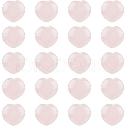 HOBBIESAY 20Pcs Natural Rose Quartz Heart Palm Stone G-HY0001-02-1