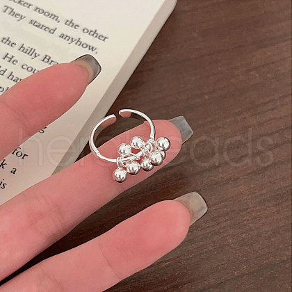 925 Sterling Silver Round Beaded Adjustable Cuff Rings FS-WG0E80B-01-1