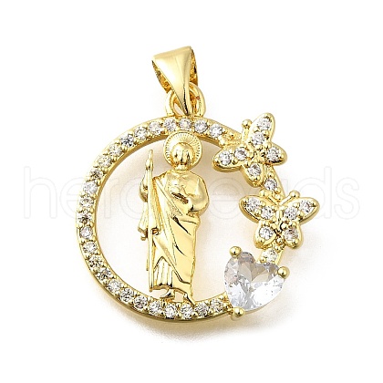 Brass Micro Pave Cubic Zirconia Pendants KK-Q066-33G-1