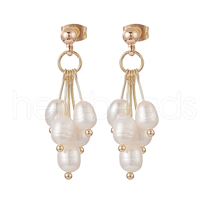 Mother's Day Jewellery Natural Pearl Beaded Cluster Earrings EJEW-JE05211-1
