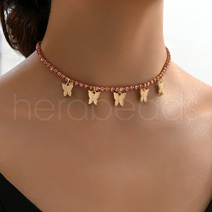 Simple and Elegant Alloy Butterfly Chain Choker Necklaces for Women DI6029-1