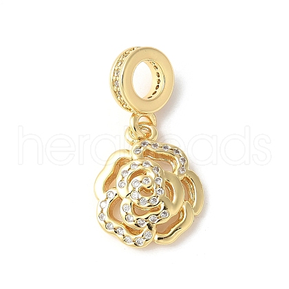 Brass Micro Pave Cubic Zirconia European Dangle Charms ZIRC-I071-23G-1
